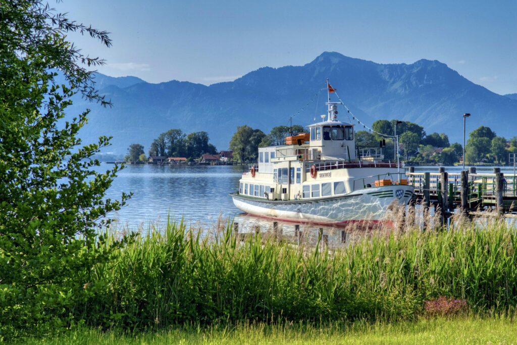 "The Chiemsee ferry and pier in Gstadt at Lake Chiemsee to Woman Island are very close to the 5 star holiday home Lieblingseck."